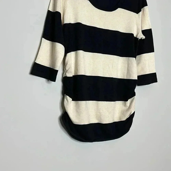 Pink Rose Pull Over Sweater Black & Cream Round Neck Side Elastic Long Sleeve - Picture 4 of 11